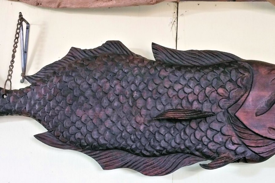 Stylized Codfish in Natural wood finish