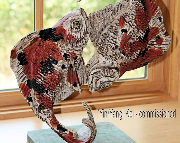 Yin and Yang Koi sculpture - commissioned
